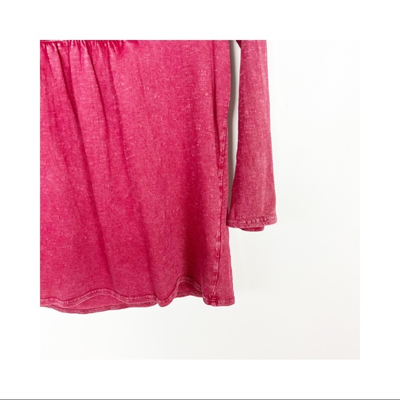 Lucky Brand V Neck Slit Womens Top Marled Red Size XS - Picture 2 of 6